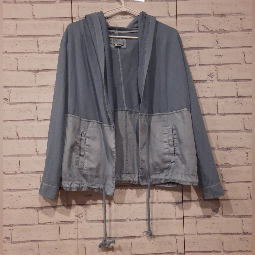 Anthropologie Postmark Women's Size XS Hooded Jacket Blue Pockets Drawstring